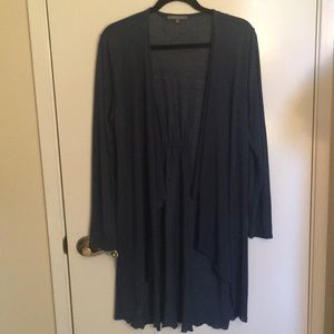Dusty Blue long open front cardigan